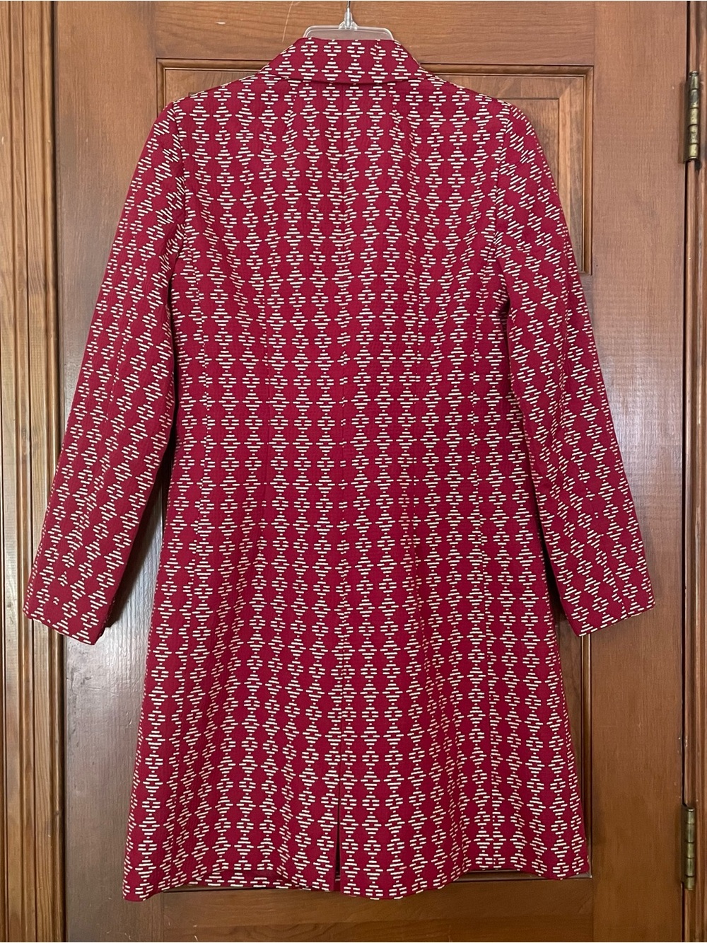 Sigrid Olsen Women’s Red Lined Jacket, Cream Dash Pattern, Buttons/Pockets, Sz 2 - Picture 13 of 13